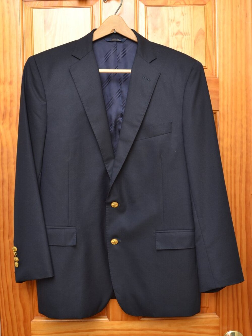 Brooks Brothers 1818 Navy Blazer Gold Buttons Vitale Barberis Canonico Wool 42